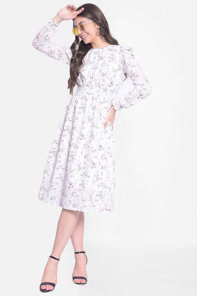 crimsoune club Floral Round Neck Polyester Women Dress-picture-40