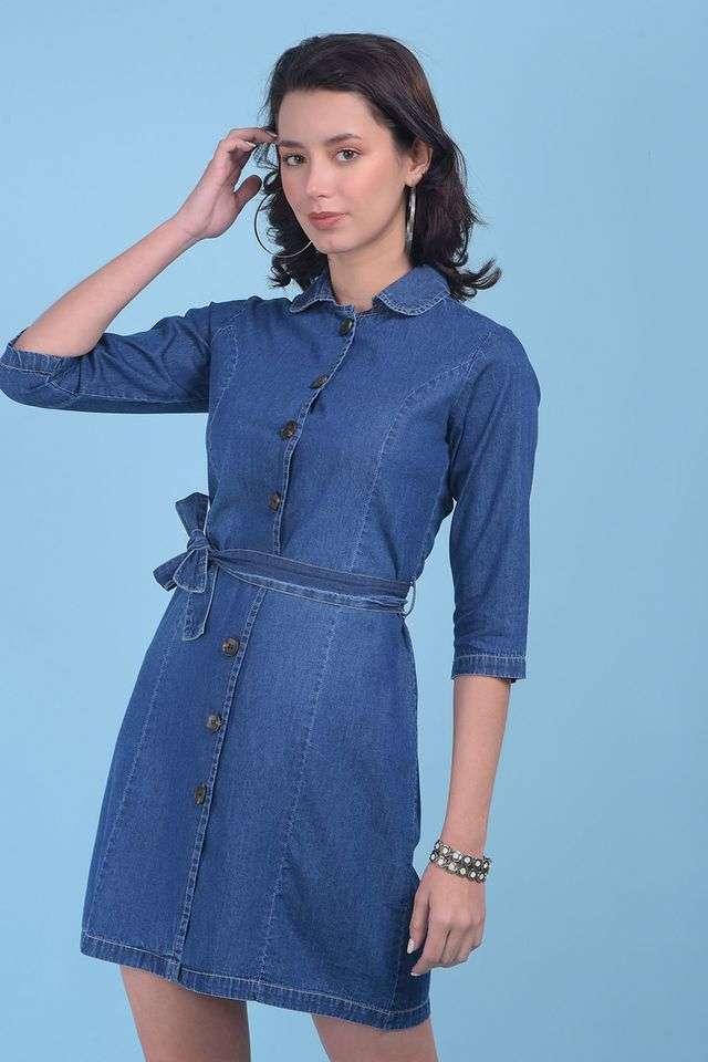 crimsoune club Solid Collared Polyester Women Dress-picture-37