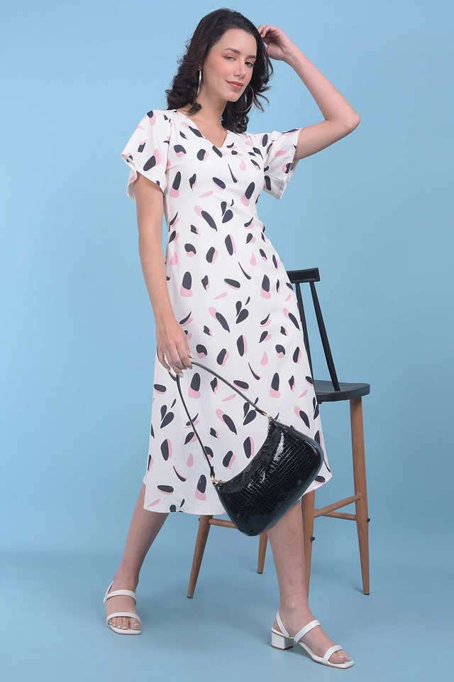 crimsoune club Floral V-Neck Viscose Women Dress-picture-30
