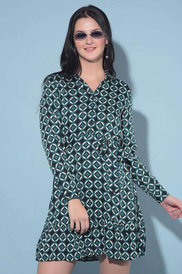 crimsoune club Printed Collared Viscose Women Dress-picture-29