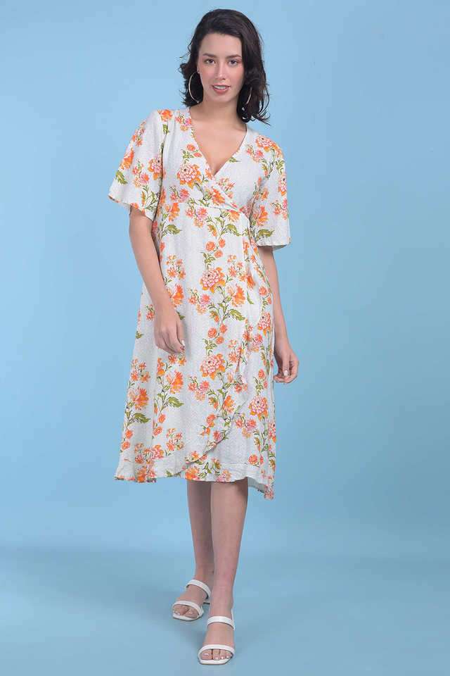 crimsoune club Floral V-Neck Polyester Women Dress-picture-23