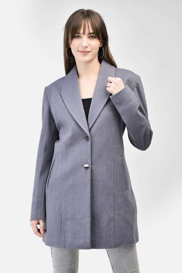 crimsoune club Solid Lapel Collar Polyester Women's Coat-picture-14