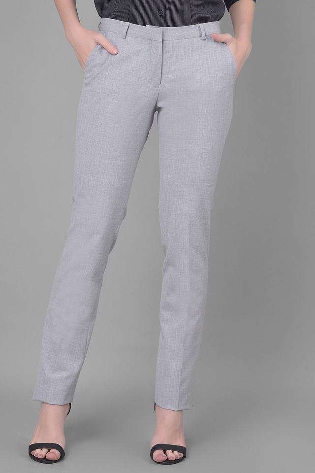 Textured Slim Fit Blended Fabric Women Formal Wear Trouser-image-39