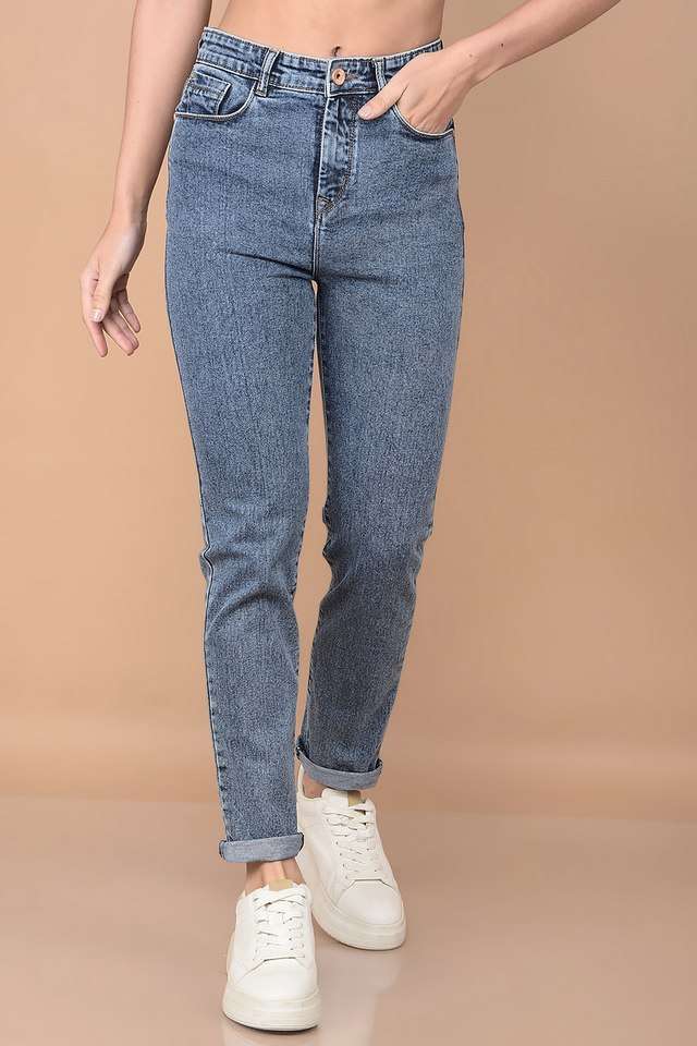 crimsoune club Mid Rise Dark Wash Cotton Straight Fit Women's Jeans-picture-16
