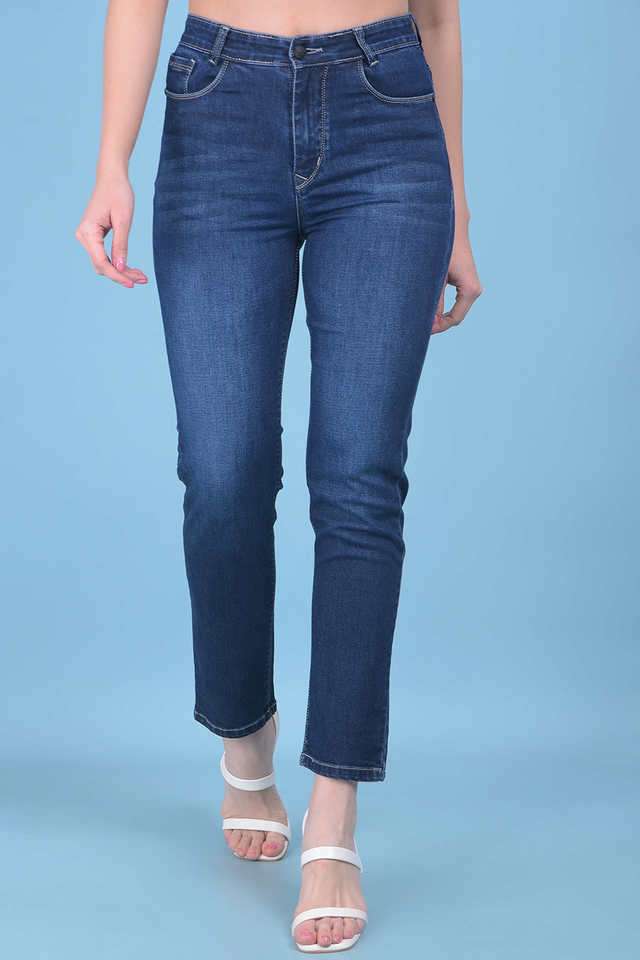 crimsoune club Mid Rise Dark Wash Cotton Straight Fit Women's Jeans-picture-18