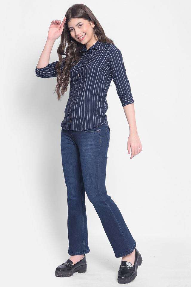 crimsoune club Stripes Collared Blended Fabric Women's Casual Wear Shirt-picture-10