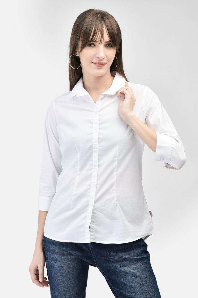 crimsoune club Solid Collared Blended Fabric Women Casual Wear Shirt-picture-40