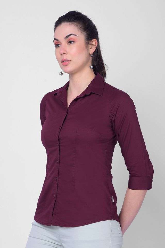 crimsoune club Solid Collared Blended Fabric Women Casual Wear Shirt-picture-23