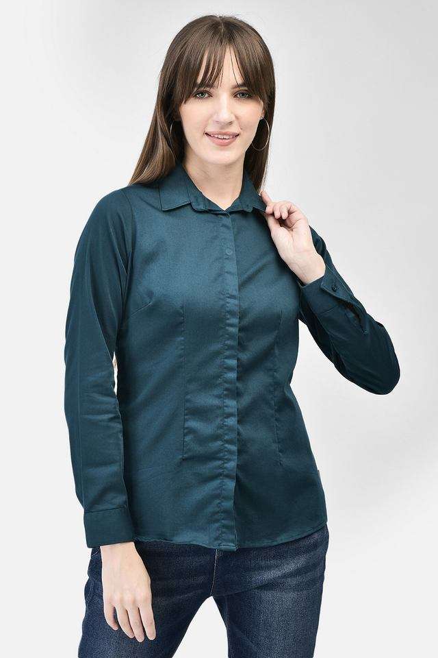crimsoune club Solid Collared Blended Fabric Women Casual Wear Shirt-picture-19