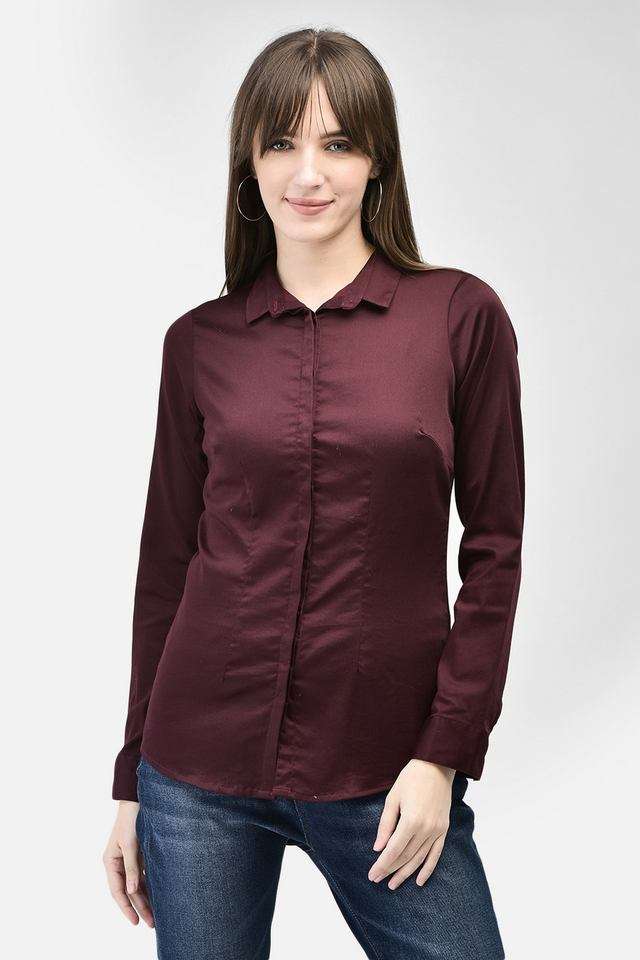 crimsoune club Solid Collared Blended Fabric Women Casual Wear Shirt-picture-35