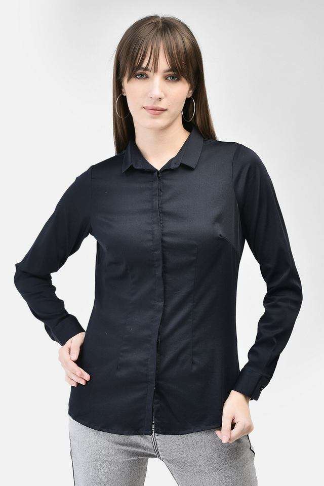 crimsoune club Solid Collared Blended Fabric Women Casual Wear Shirt-picture-39