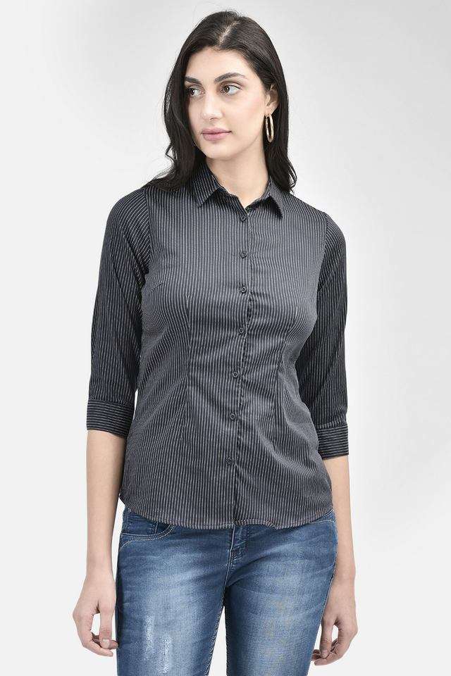 crimsoune club Stripes Collared Blended Fabric Women's Casual Wear Shirt-picture-14
