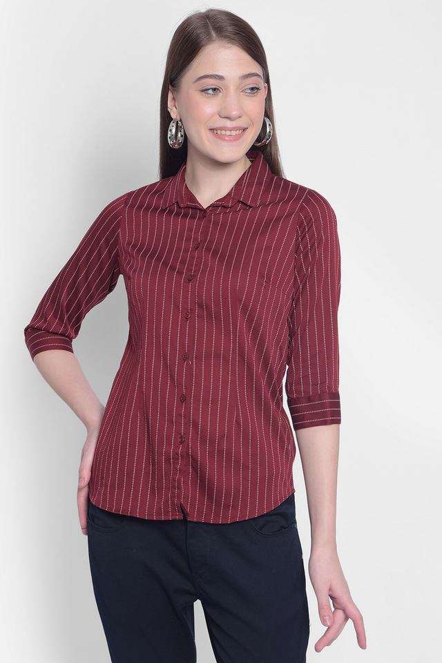 crimsoune club Stripes Collared Blended Fabric Women Casual Wear Shirt-picture-29