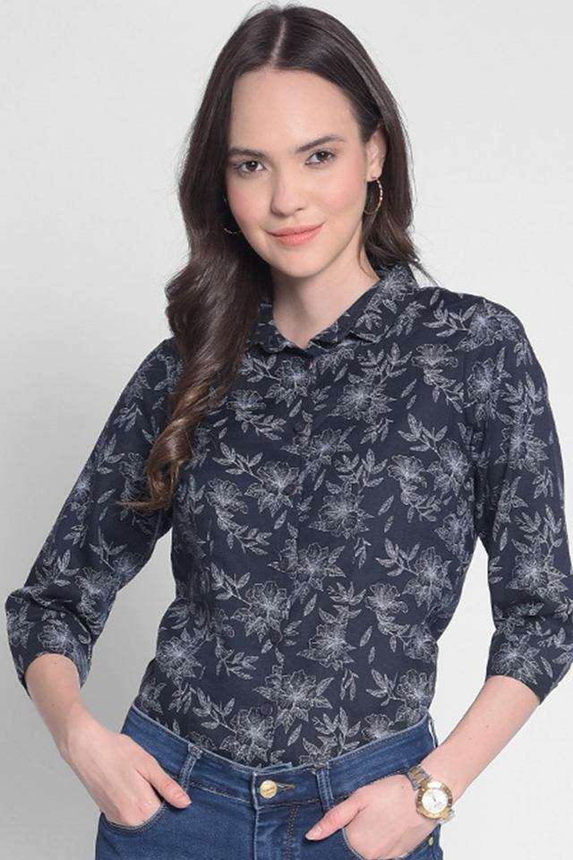 crimsoune club Floral Collared Blended Fabric Women Casual Wear Shirt-picture-30