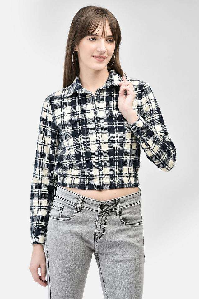 crimsoune club Checks Collared Cotton Women Casual Wear Shirt-picture-30