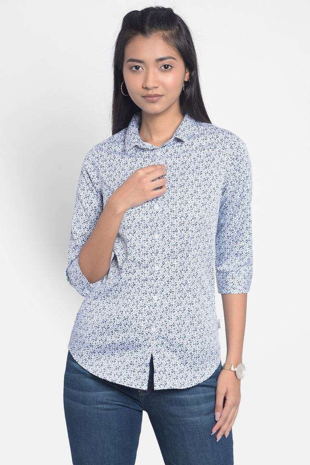 crimsoune club Floral Collared Blended Fabric Women Casual Wear Shirt-picture-36