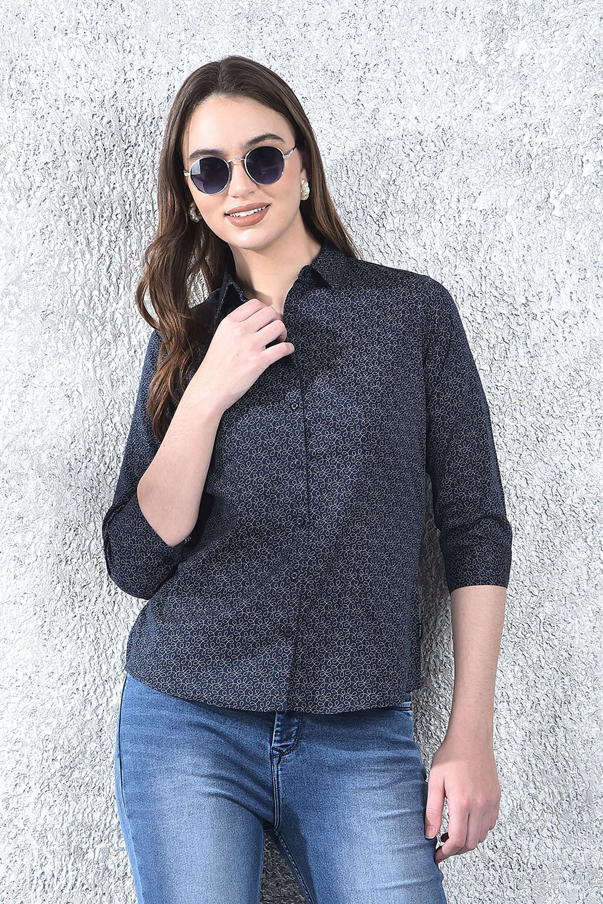 crimsoune club Printed Blended Fabric Collared Women's Shirt-picture-20
