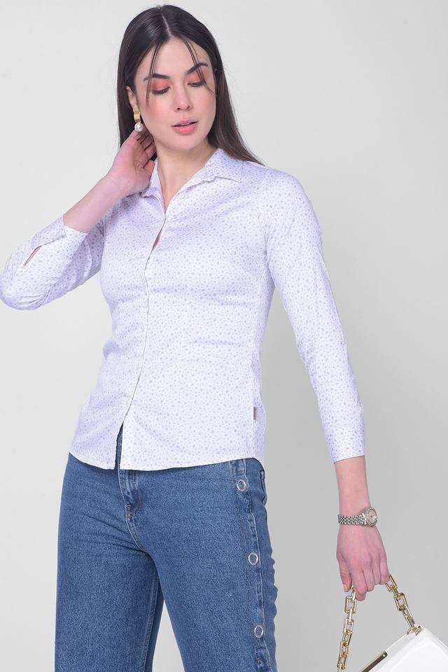 crimsoune club Floral Collared Blended Fabric Women Casual Wear Shirt-picture-29