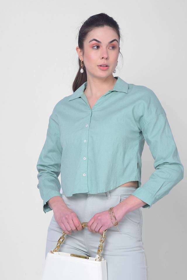 crimsoune club Solid Collared Blended Fabric Women Casual Wear Shirt-picture-33