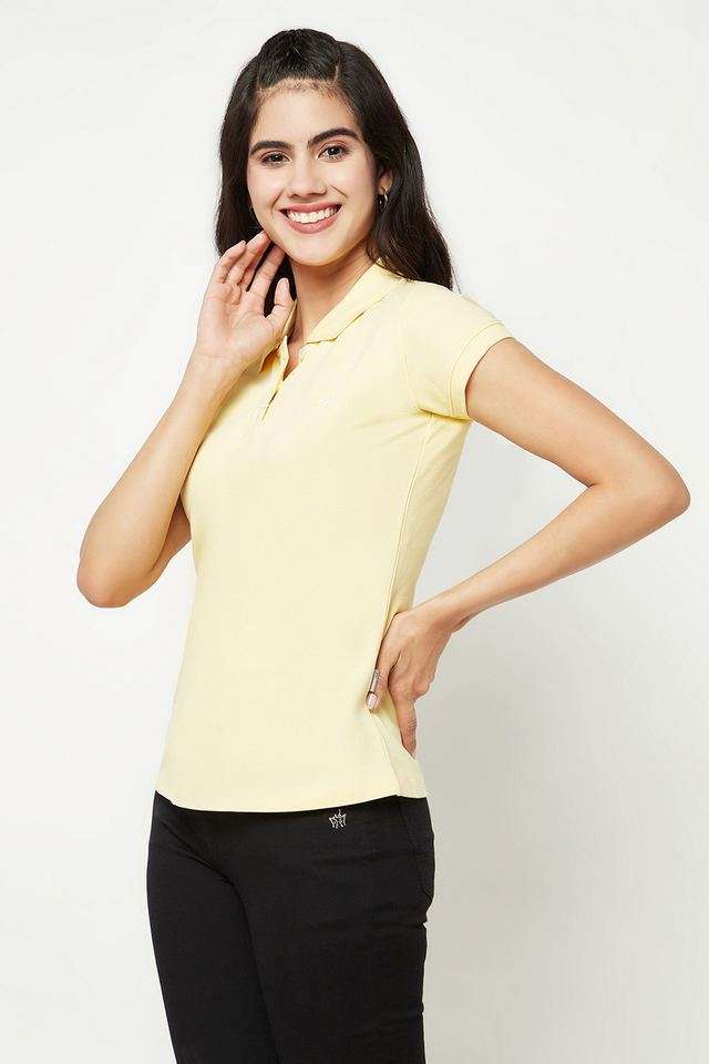 crimsoune club Solid Cotton Collared Women T-Shirt-picture-29