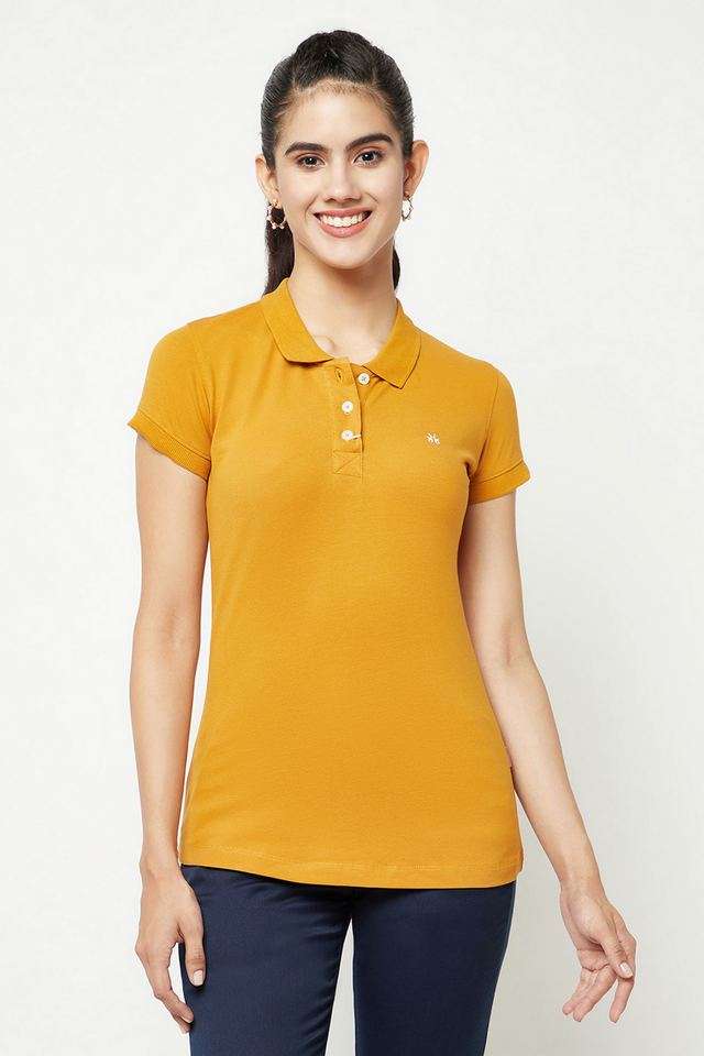 Solid Cotton Classic Collar Women's T-Shirt-image-24
