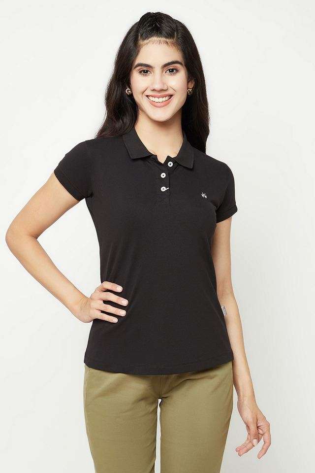 crimsoune club Solid Cotton Collared Women T-Shirt-picture-42