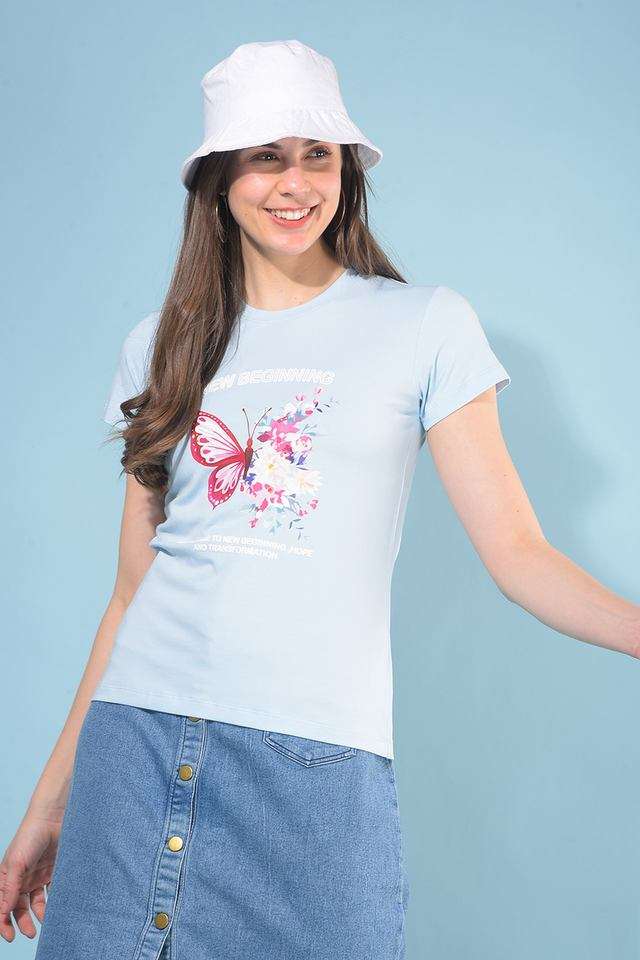 crimsoune club Printed Blended Fabric Round Neck Women T-Shirt-picture-10
