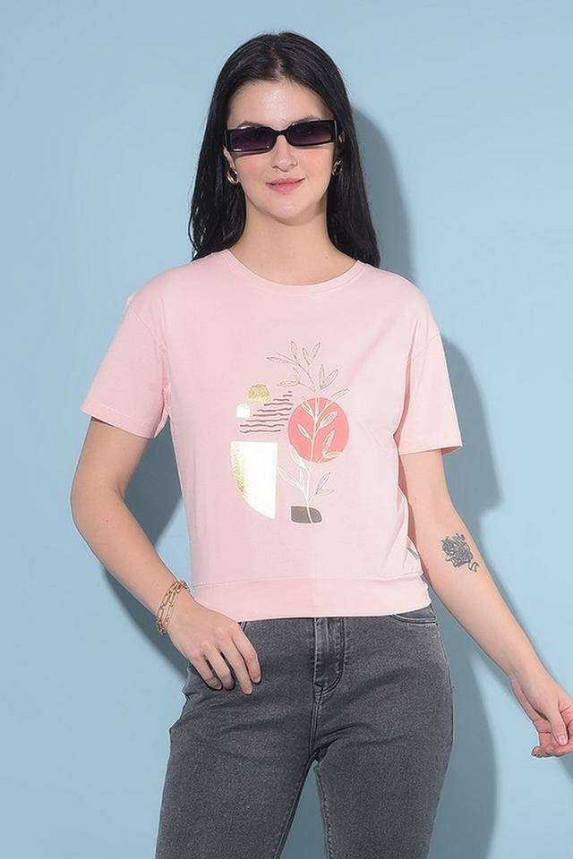crimsoune club Graphic Print Blended Fabric Round Neck Women T-Shirt-picture-34