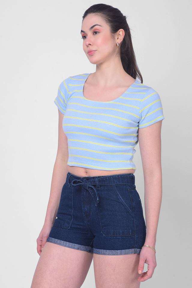 crimsoune club Stripes Cotton Scoop Neck Women T-Shirt-picture-21