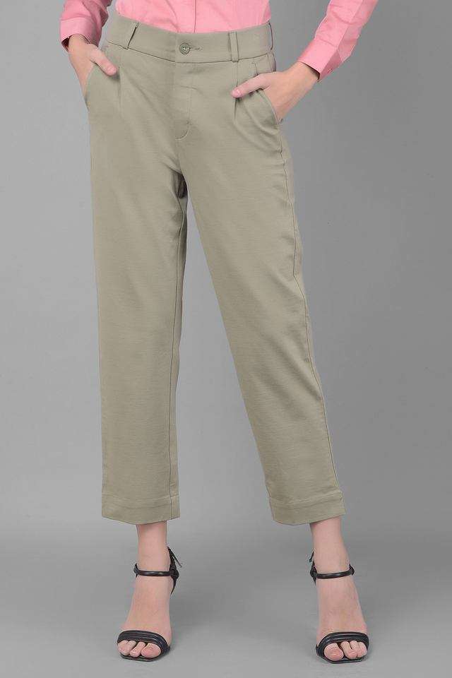 Solid Straight Fit Blended Fabric Women Formal Wear Trouser-image-7