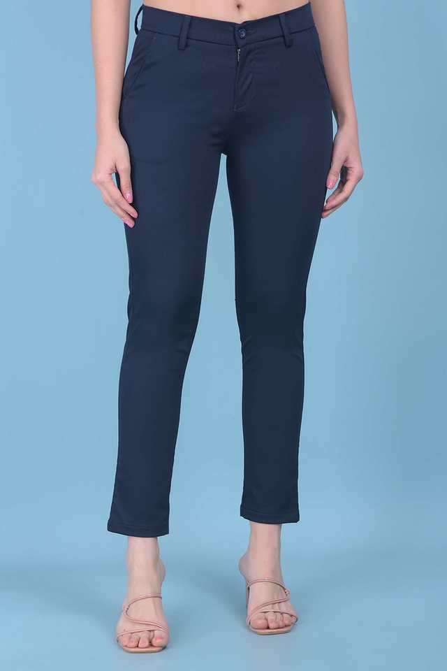 Solid Slim Fit Blended Fabric Women Formal Wear Trouser