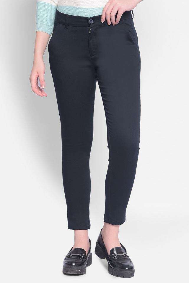 crimsoune club Solid Slim Fit Cotton Women Formal Wear Trouser-picture-19