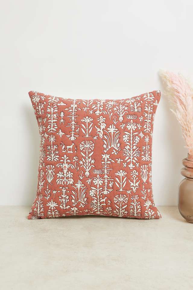 Kalamkari-Stripe-Block-Coral-40-x-40-cm