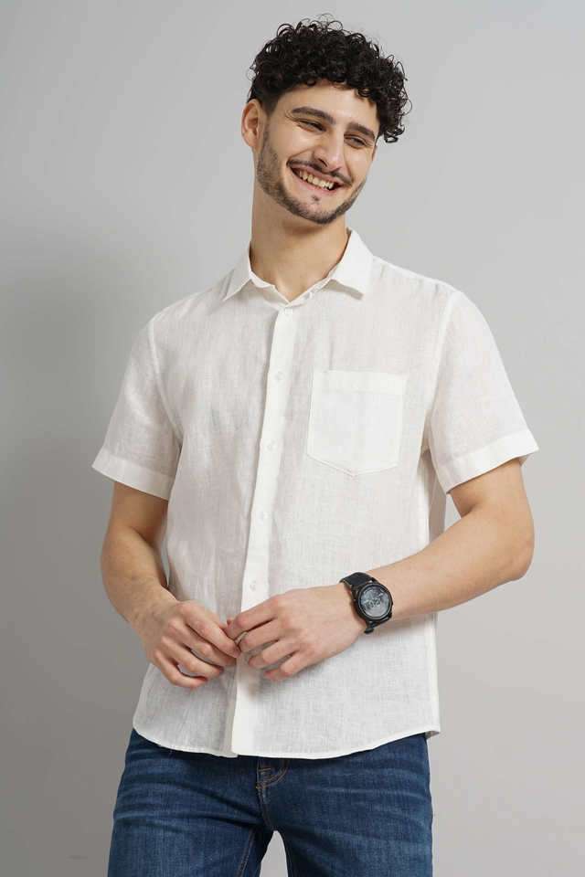 Solid-Linen-Regular-Fit-Men-s-Casual-Wear-Shirt