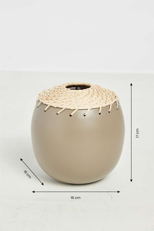 Natural-Stoney-Metal-&-Rattan-Vase-Round