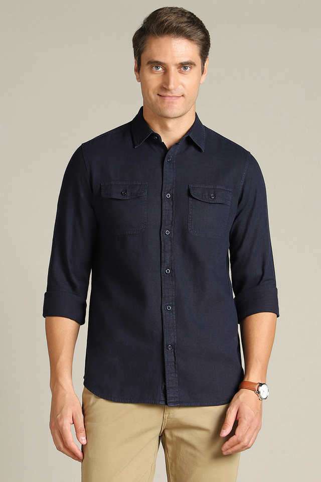 Solid-Blended-Fabric-Regular-Fit-Men-s-Casual-Wear-Shirt
