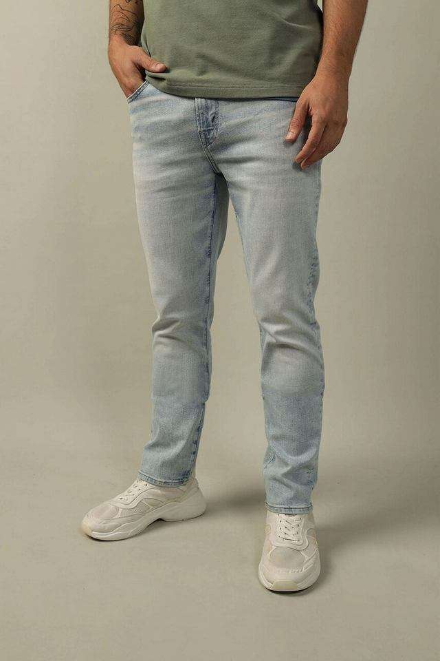 Light-Wash-Polyester-Cotton-Slim-Fit-Men-s-Jeans