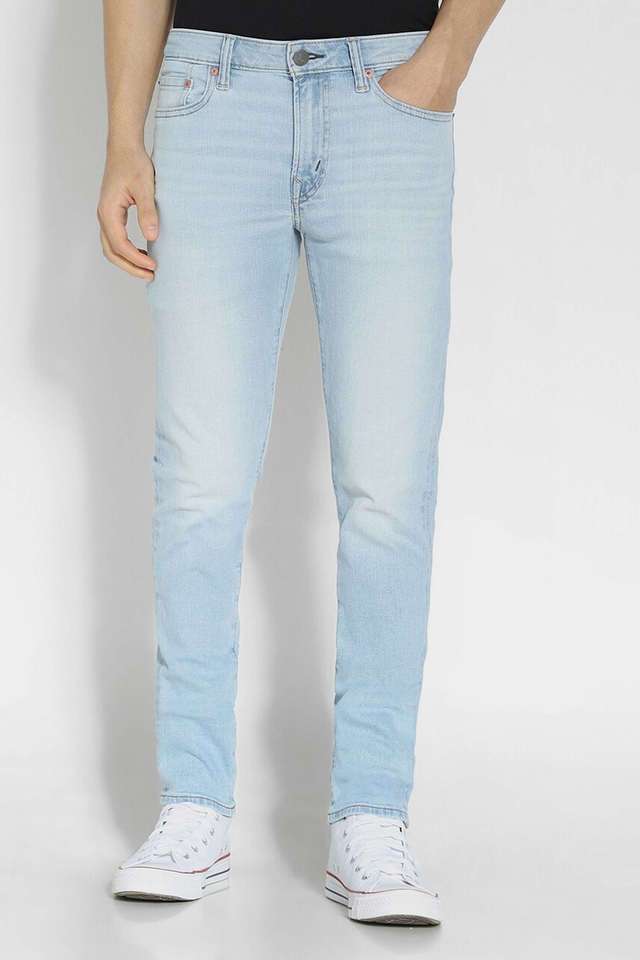 Light-Wash-Polyester-Slim-Fit-Men-s-Jeans