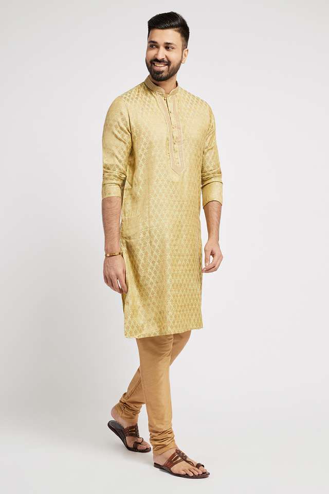 Solid-Polyester-Regular-Fit-Men-s-Kurta