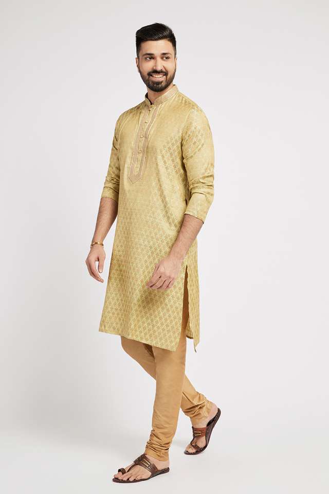 Solid-Polyester-Regular-Fit-Men-s-Kurta
