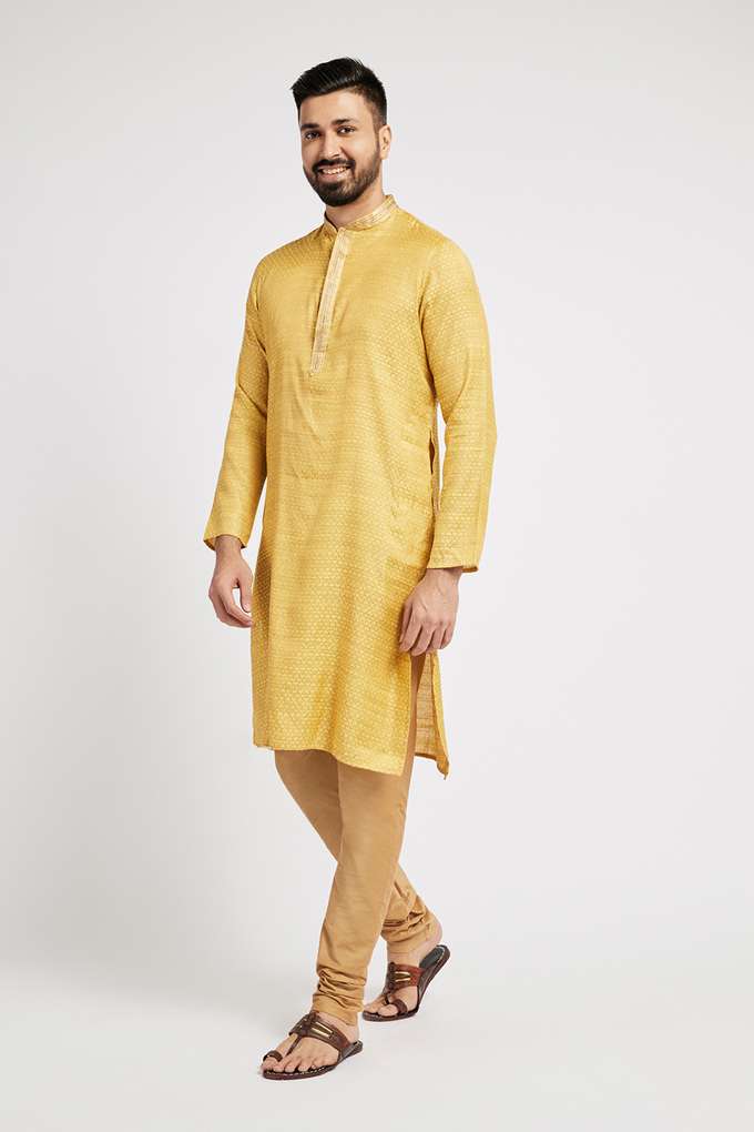 Solid-Polyester-Regular-Fit-Men-s-Kurta