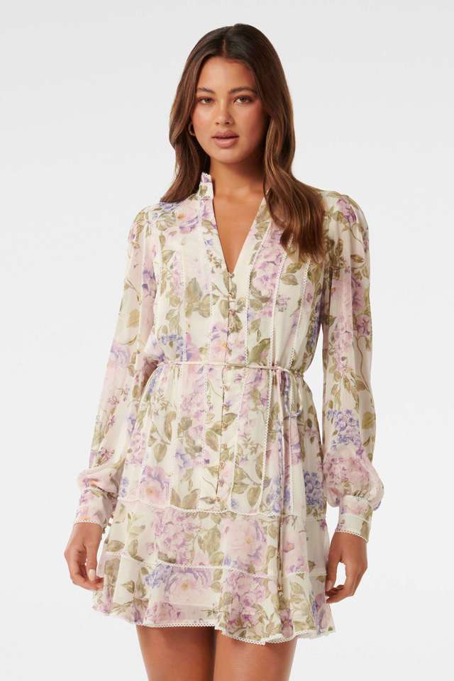 Buy Forever New Print Floral Polyester Collared Women's Party Wear Dress |  Shoppers Stop