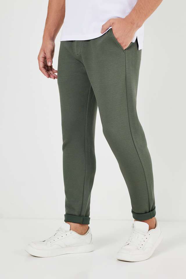 Solid-Polyester-Slim-Fit-Men-s-Casual-Trousers