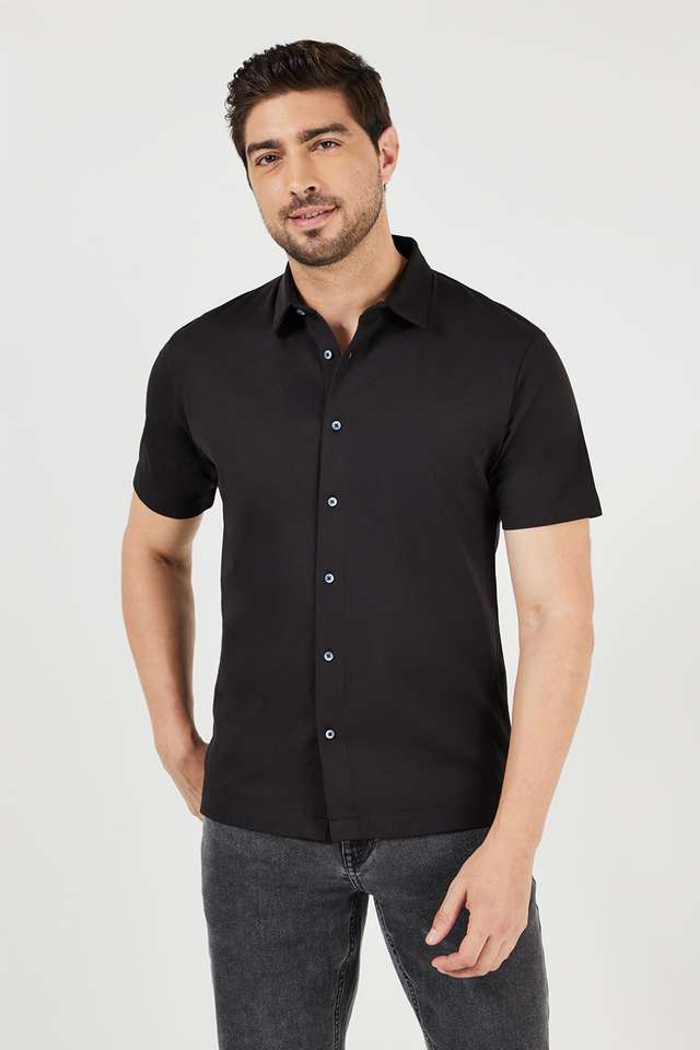 Solid-Polyester-Slim-Fit-Men-s-Casual-Shirt