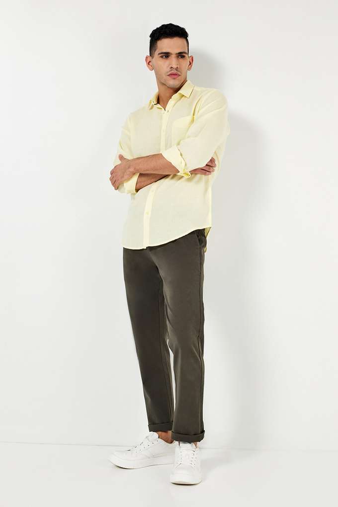 Solid-Linen-Slim-Fit-Men-s-Casual-Shirt