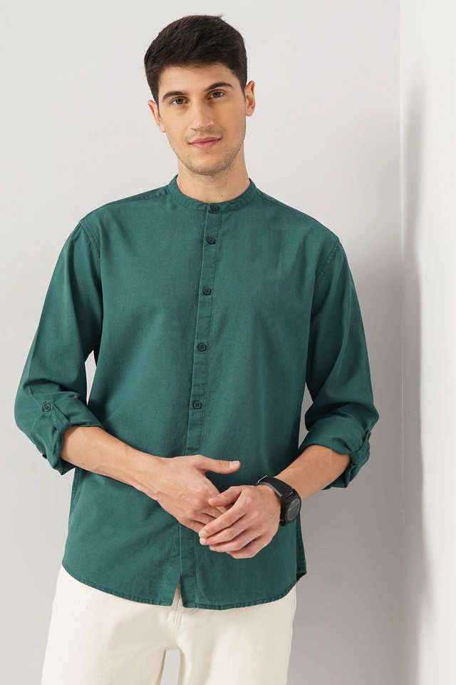 Solid-Cotton-Regular-Fit-Men-s-Casual-Shirt