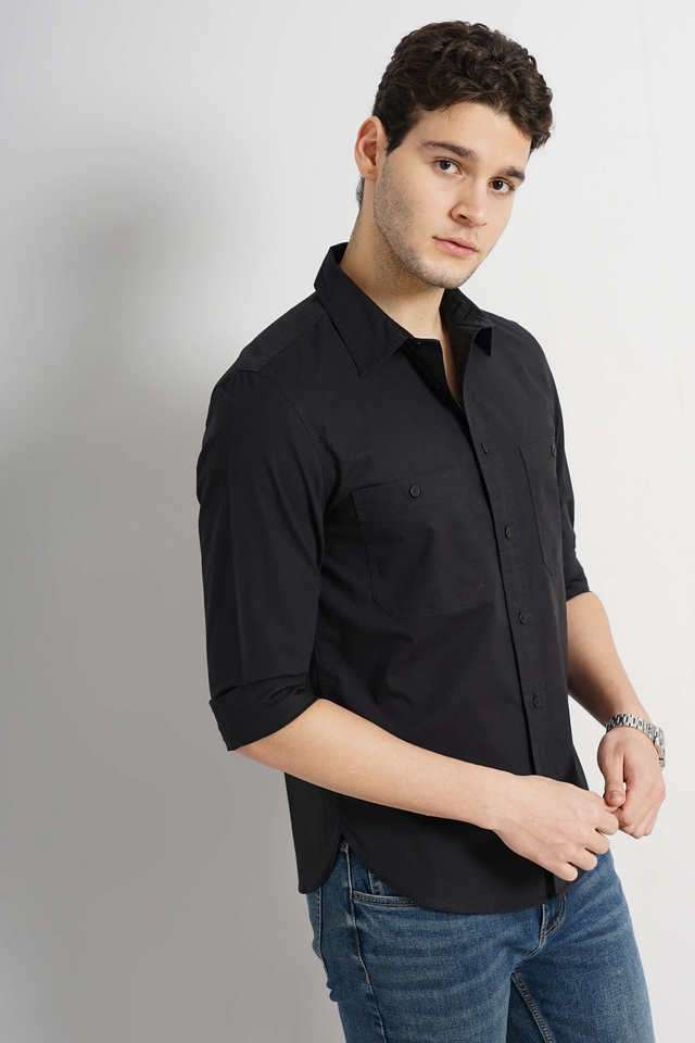 Solid-Cotton-Regular-Fit-Men-s-Casual-Wear-Shirt