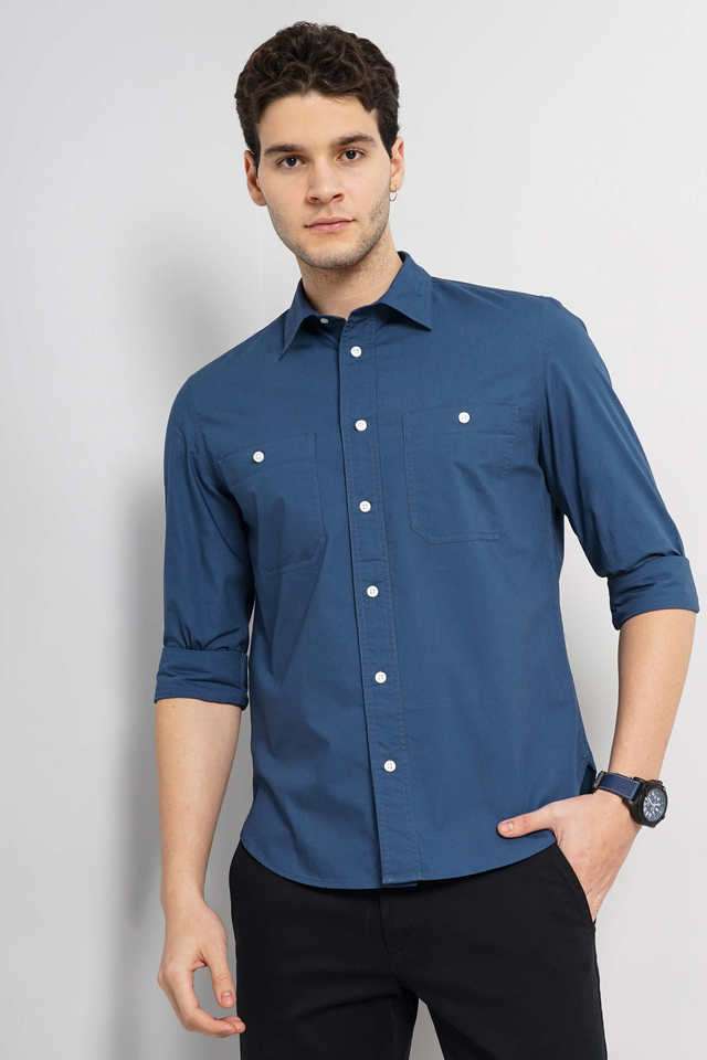 Solid-Cotton-Regular-Fit-Men-s-Casual-Wear-Shirt