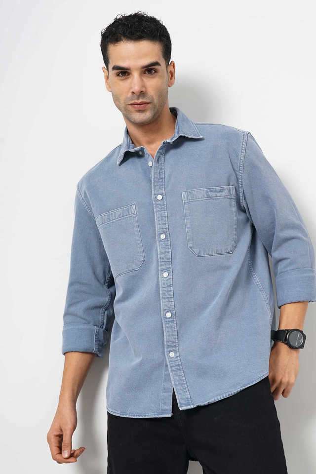 Solid-Cotton-Regular-Fit-Men-s-Casual-Shirt