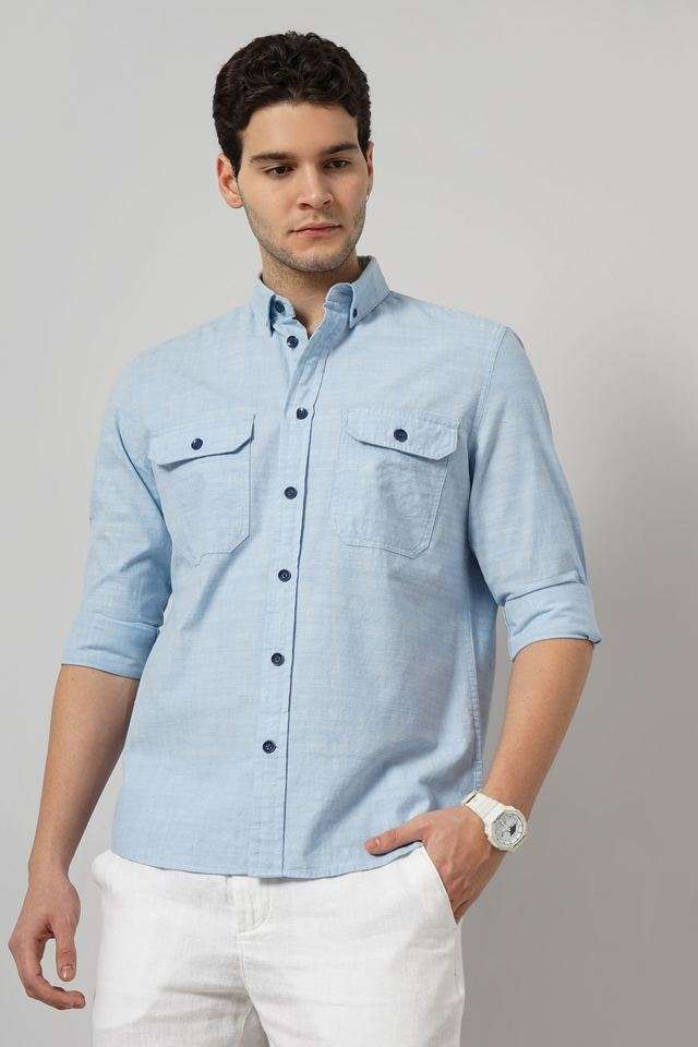 Solid-Cotton-Regular-Fit-Men-s-Casual-Wear-Shirt